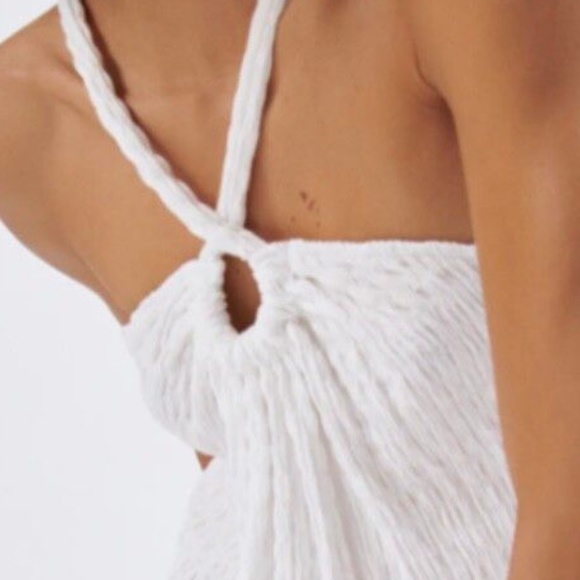 NWT ZARA White Textured Halter Keyhole Dress - Picture 2 of 12